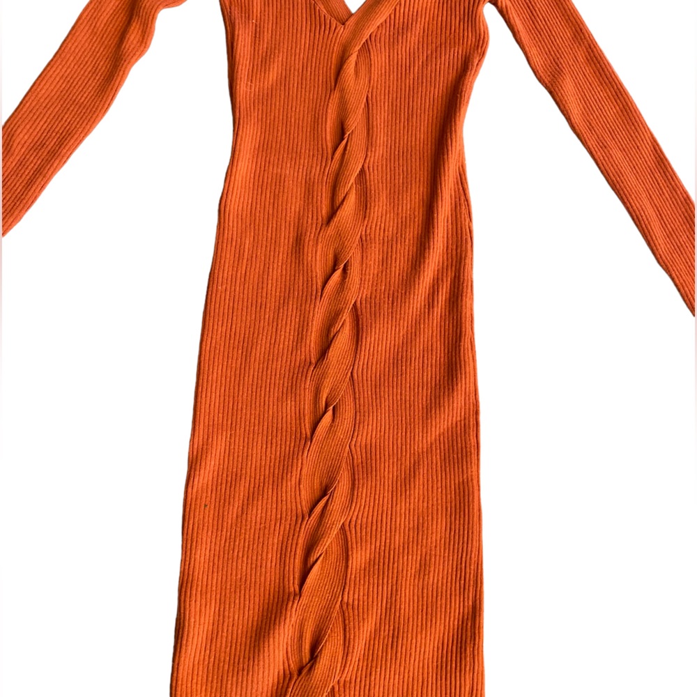 V Neck Fitted Stretchy Bodycon Midi Dress - Picture 2 of 3